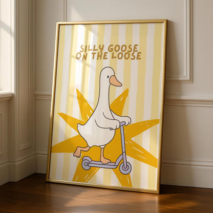 Silly Goose Print, Why so serious goose, Quirky Animal Wall Art