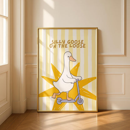 Silly Goose Print, Why so serious goose, Quirky Animal Wall Art