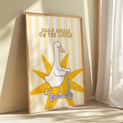 Silly Goose Print, Why so serious goose, Quirky Animal Wall Art