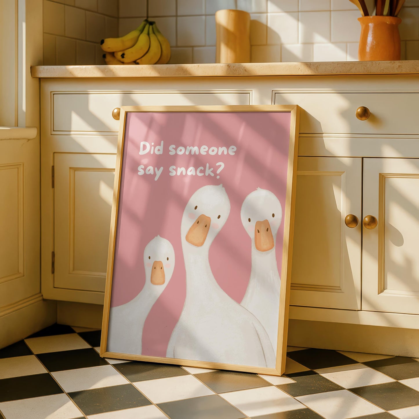 Kitchen Goose Print, Funny Wall Art,  Snacks Typography Decor