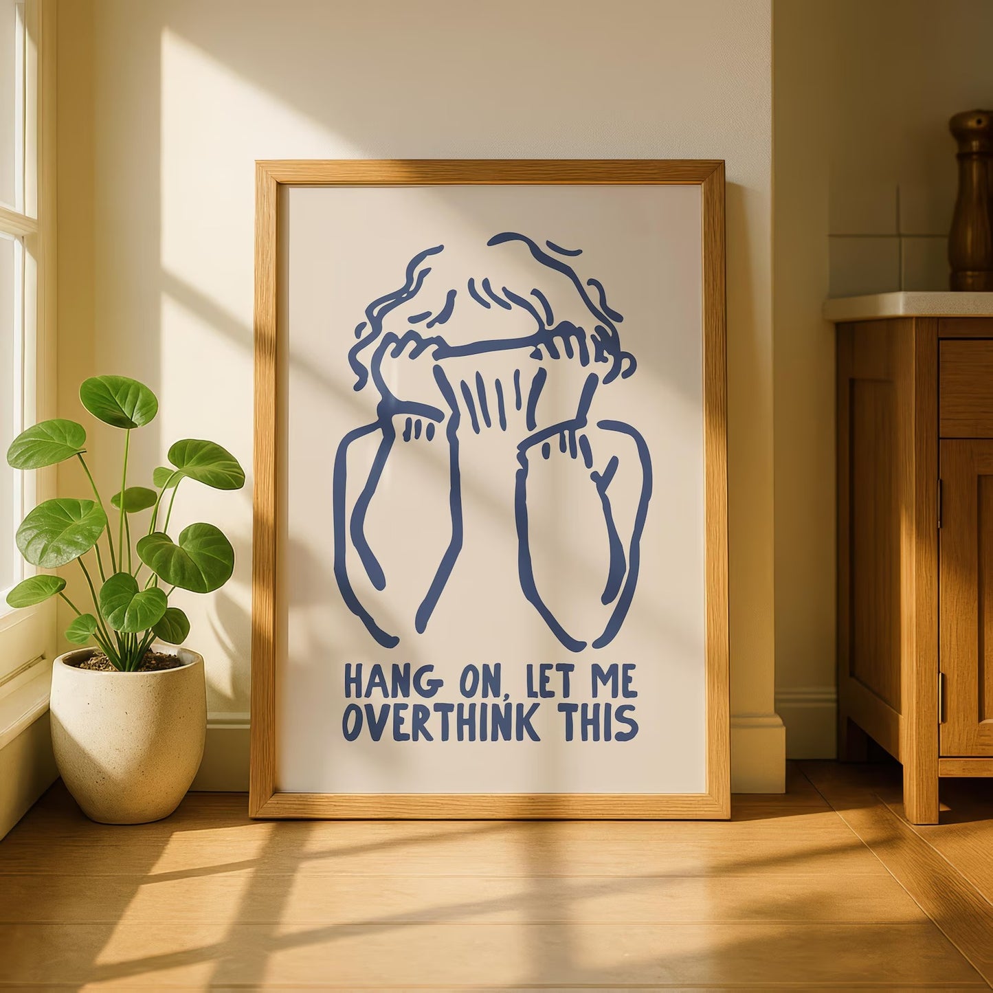Overthink Wall Art, Funny Anxiety Prints, Minimalist  Funny Art