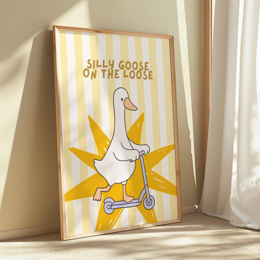 Silly Goose Print, Why so serious goose, Quirky Animal Wall Art